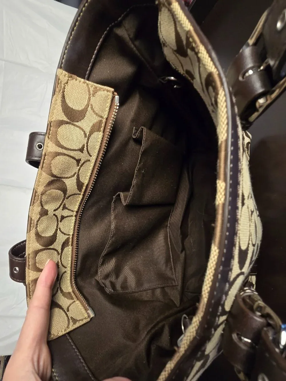 Coach Hampton's Brown and Tan Signature Book Tote Bag